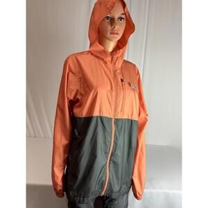 Columbia PFG Women's Gray & Peach Lightweight Polyester Hooded Windbreaker small